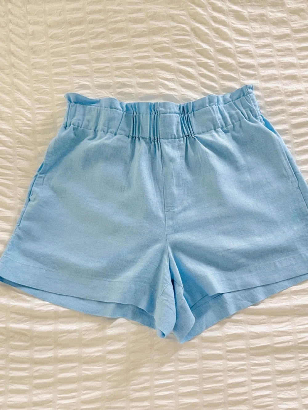 A New Day Women’s Light Blue Linen Blend Shorts Size M Elastic Waist - Picture 3 of 9